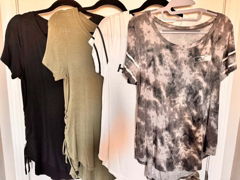 Hollister Co. T-Shirts Black, Olive Green, Tie Dye Gray, and White (4 shirts)